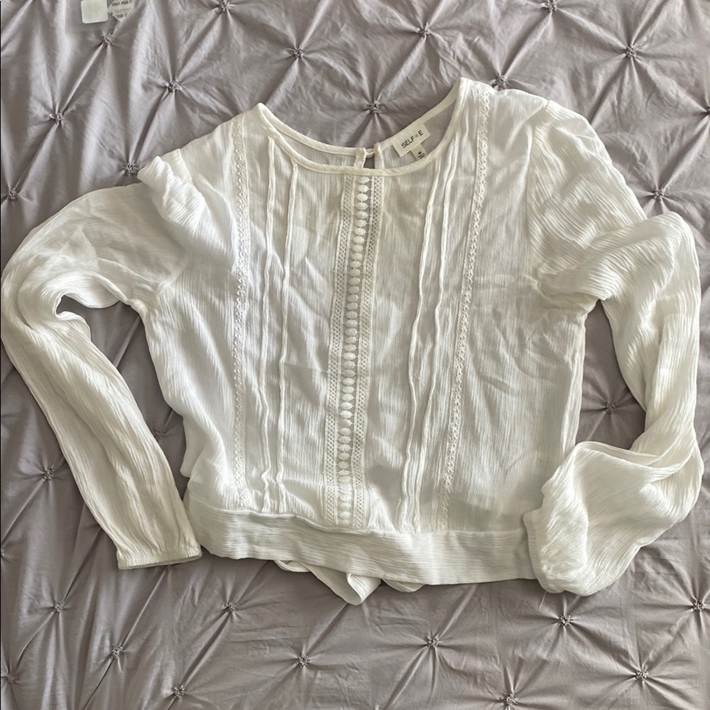 Cute White Blouse with tie in back